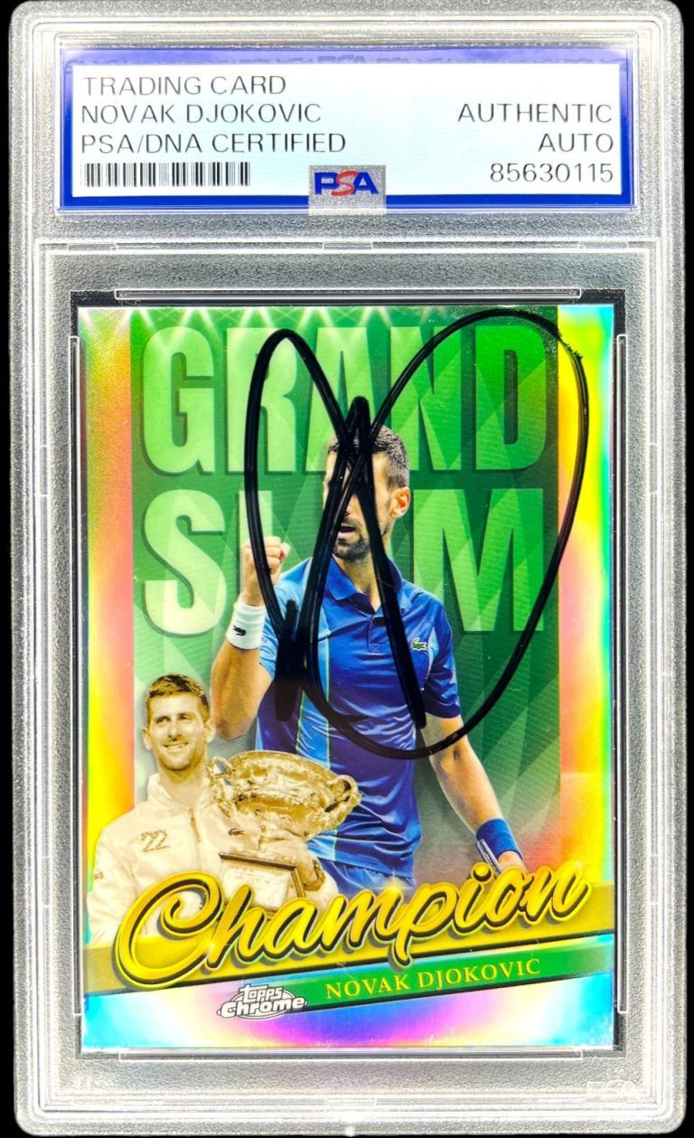 NOVAK DJOKOVIC SIGNED 2024 TOPPS CHROME GRAND SLAM CHAMPION #GSCND AUTO PSA/DNA