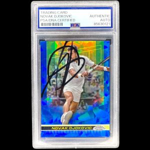 NOVAK DJOKOVIC SIGNED 2024 TOPPS CHROME SAPPHIRE BLUE ICE REFRACTOR #1 AUTO PSA
