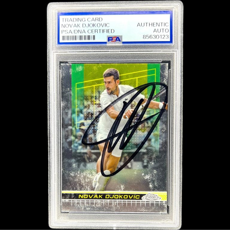 NOVAK DJOKOVIC SIGNED 2024 TOPPS CHROME #1 TENNIS CARD AUTO PSA