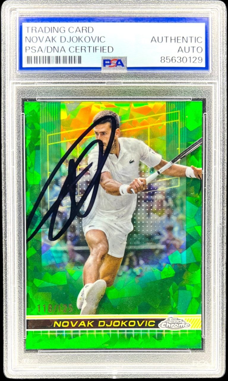 NOVAK DJOKOVIC SIGNED 2024 TOPPS CHROME SAPPHIRE GREEN /125 CARD AUTO PSA/DNA