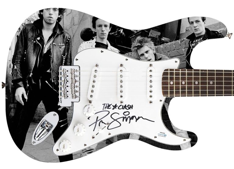 The Clash Paul Simonon Signed 1/1 Custom Graphics Photo Guitar ACOA