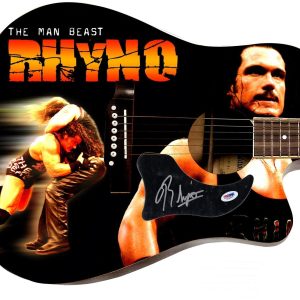 WWE Rhyno Signed 1/1 Custom Graphics Photo WWF Guitar PSA