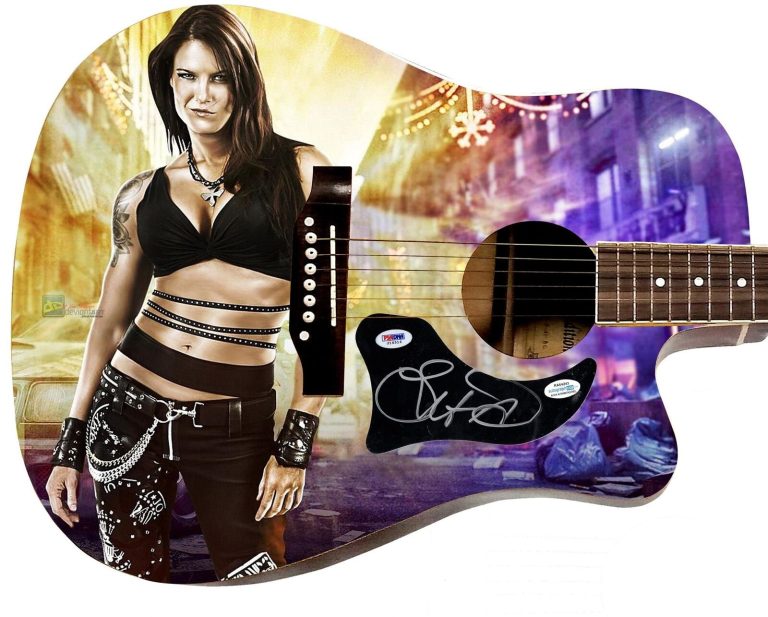 WWE Lita Signed 1/1 Custom Graphics Photo WWF Guitar PSA