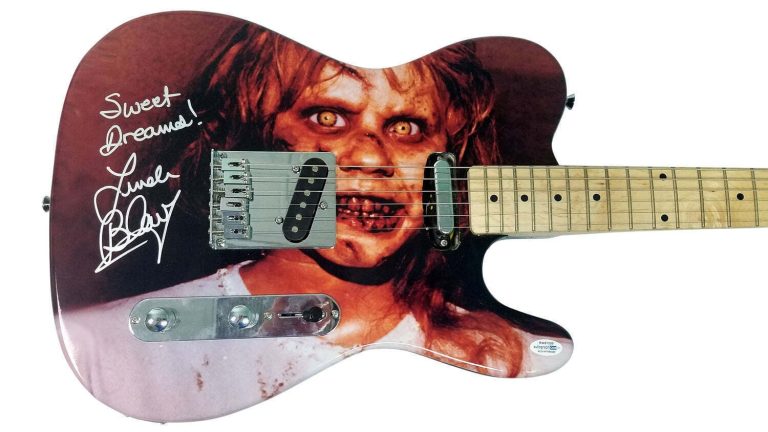 The Exorcist Linda Blair Signed Autographed Custom Photo Guitar ACOA Witness ITP