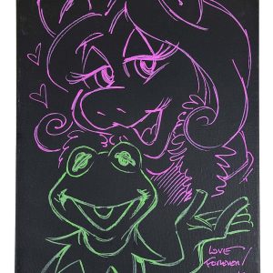 Guy Gilchrist Hand Drawn Signed Kermit Miss Piggy Muppets Art Canvas ACOA