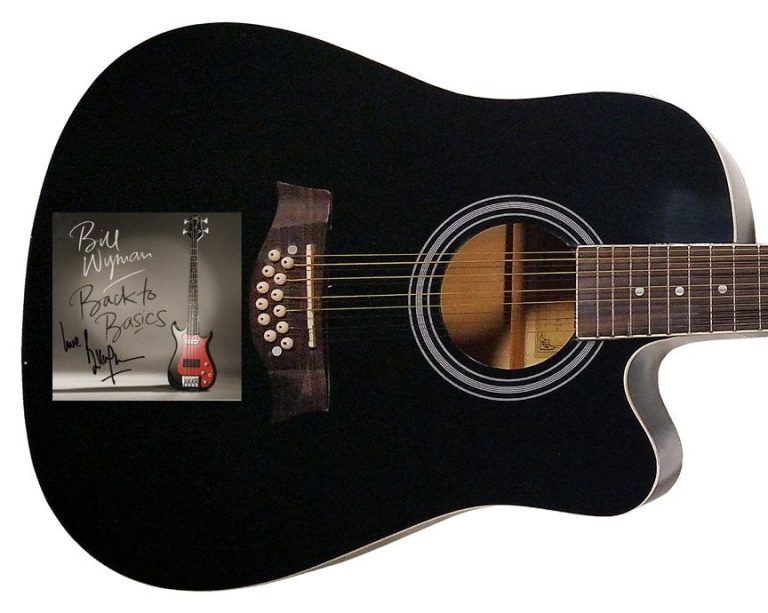 Rolling Stones Bill Wyman Autographed CD Cover 12 String Acoustic Guitar