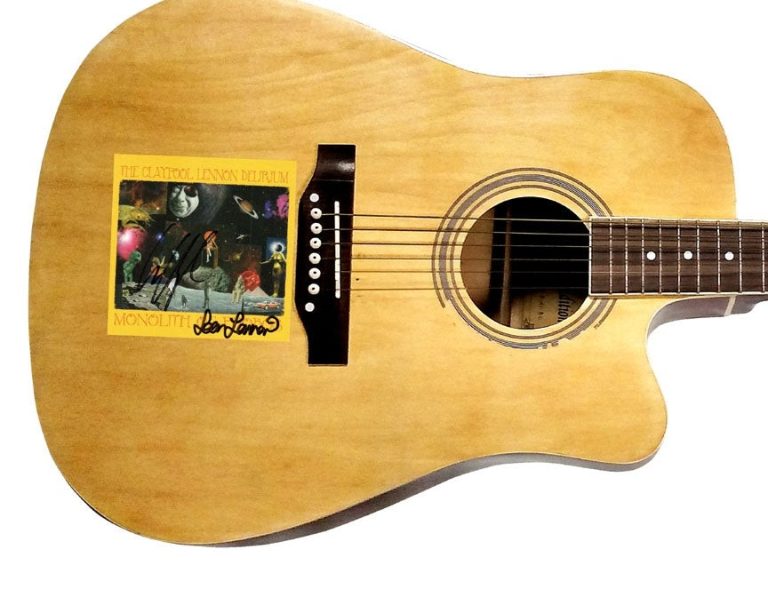 Les Claypool Sean Lennon Autographed Monolith Of Phobos Acoustic Guitar A