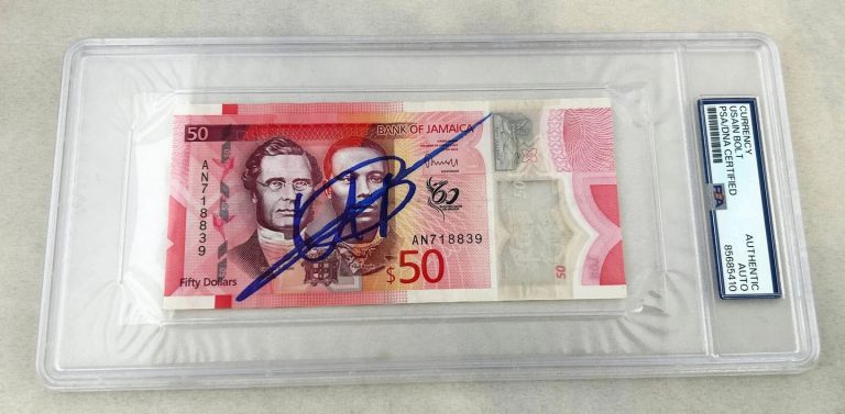 Usain Bolt Signed Official Jamaican Currency $50 Olympic Champion PSA/DNA COA