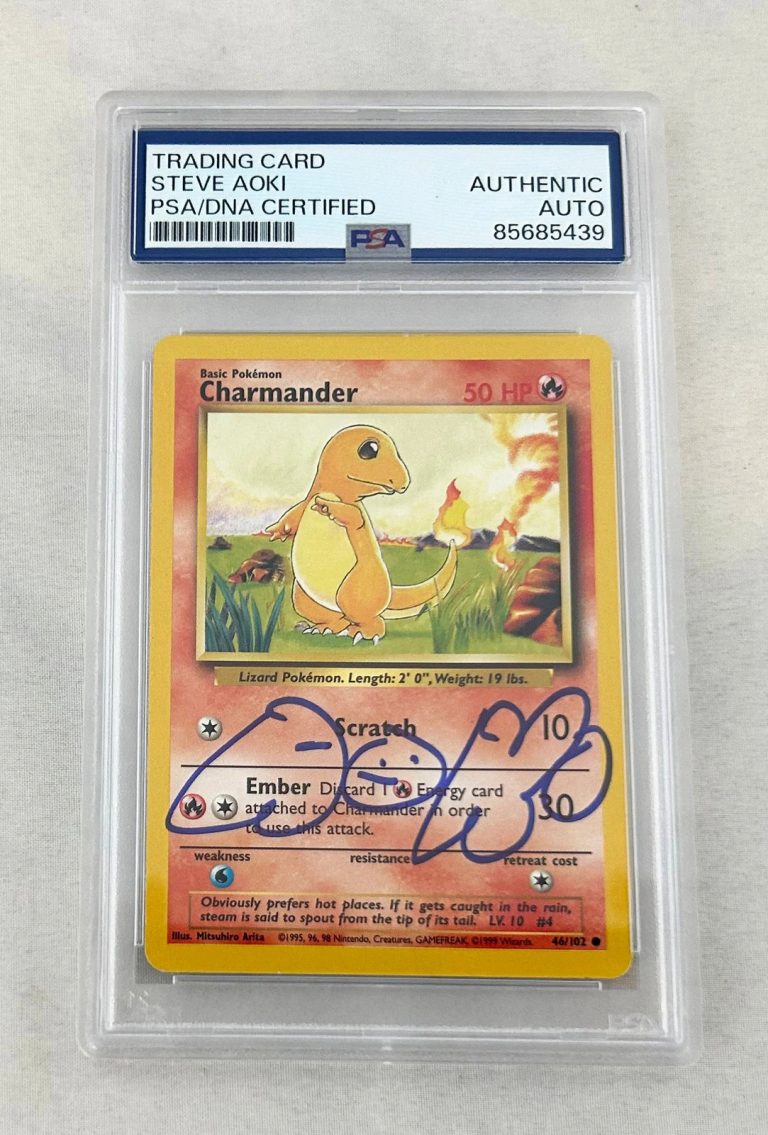 Steve Aoki Signed Pokemon Card Charmander 46/102 1995 PSA/DNA COA