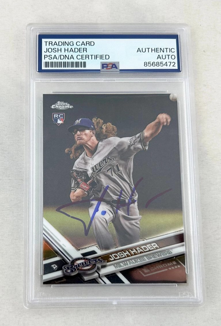 Josh Hader Signed Rookie Card 2017 Topps Chrome #HMT54 PSA/DNA COA