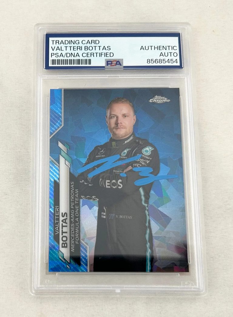Valtteri Bottas Signed Rookie Card 2020 Topps Chrome Sapphire#2 F1 PSA/DNA COA