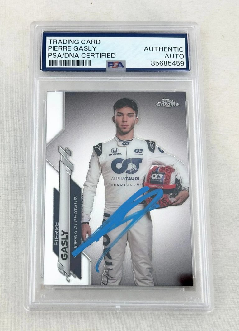 Pierre Gasly Signed Rookie Card 2020 Topps Chrome #11 F1 PSA/DNA 1 COA
