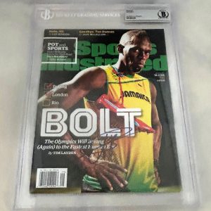 Usain Bolt Signed Sports Illustrated Magazine 2016 Rio Olympics Beckett BAS 7...