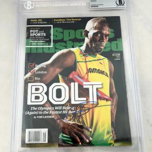 Usain Bolt Signed Sports Illustrated Magazine 2016 Rio Olympics Beckett BAS 5...