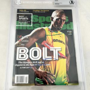 Usain Bolt Signed Sports Illustrated Magazine 2016 Rio Olympics Beckett BAS 3...