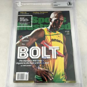Usain Bolt Signed Sports Illustrated Magazine 2016 Rio Olympics Beckett BAS 2...