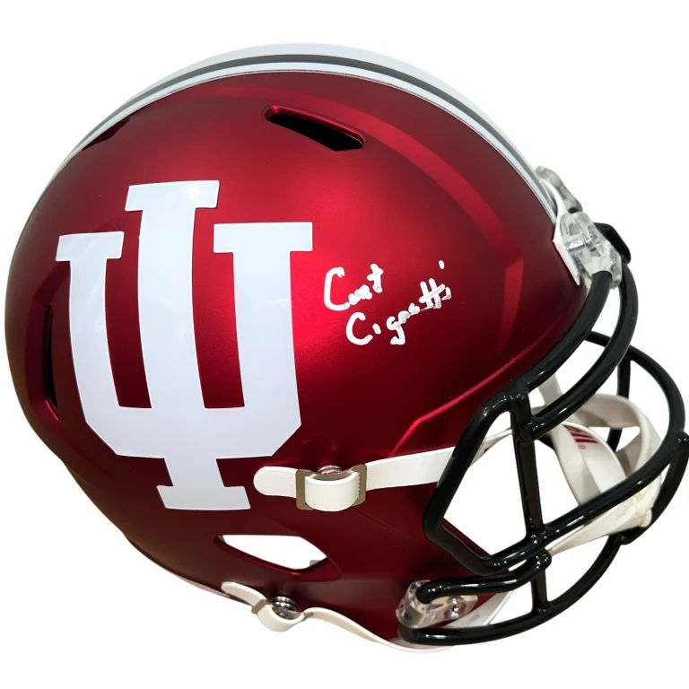 CURT CIGNETTI SIGNED AUTOGRAPHED INDIANA HOOSIERS FOOTBALL FULL SIZE HELMET JSA