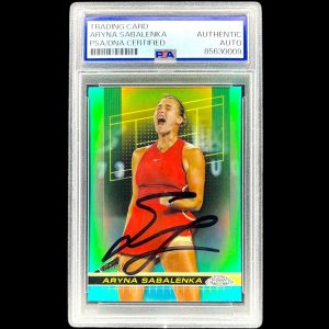2024 TOPPS CHROME #21 AQUA REFRACTOR ARYNA SABALENKA SIGNED /399 AUTO PSA/DNA