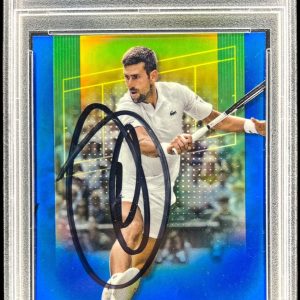 NOVAK DJOKOVIC SIGNED 2024 TOPPS CHROME BLUE REFRACTOR #1 AUTO /250 PSA