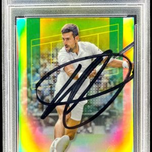 NOVAK DJOKOVIC SIGNED 2024 TOPPS CHROME SILVER REFRACTOR #1 AUTO PSA