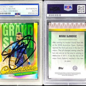 NOVAK DJOKOVIC SIGNED 2024 TOPPS CHROME GRAND SLAM CHAMPION AUTO PSA GOAT !