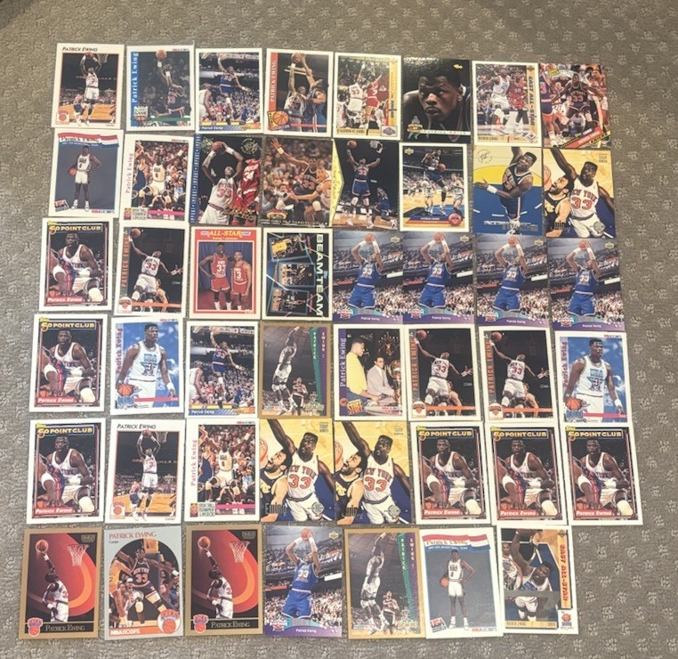 (47) CARD PATRICK EWING CARD LOT NEW YORK KNICKS NBA HALL OF FAME COLLECTIBLE MEMORABILIA