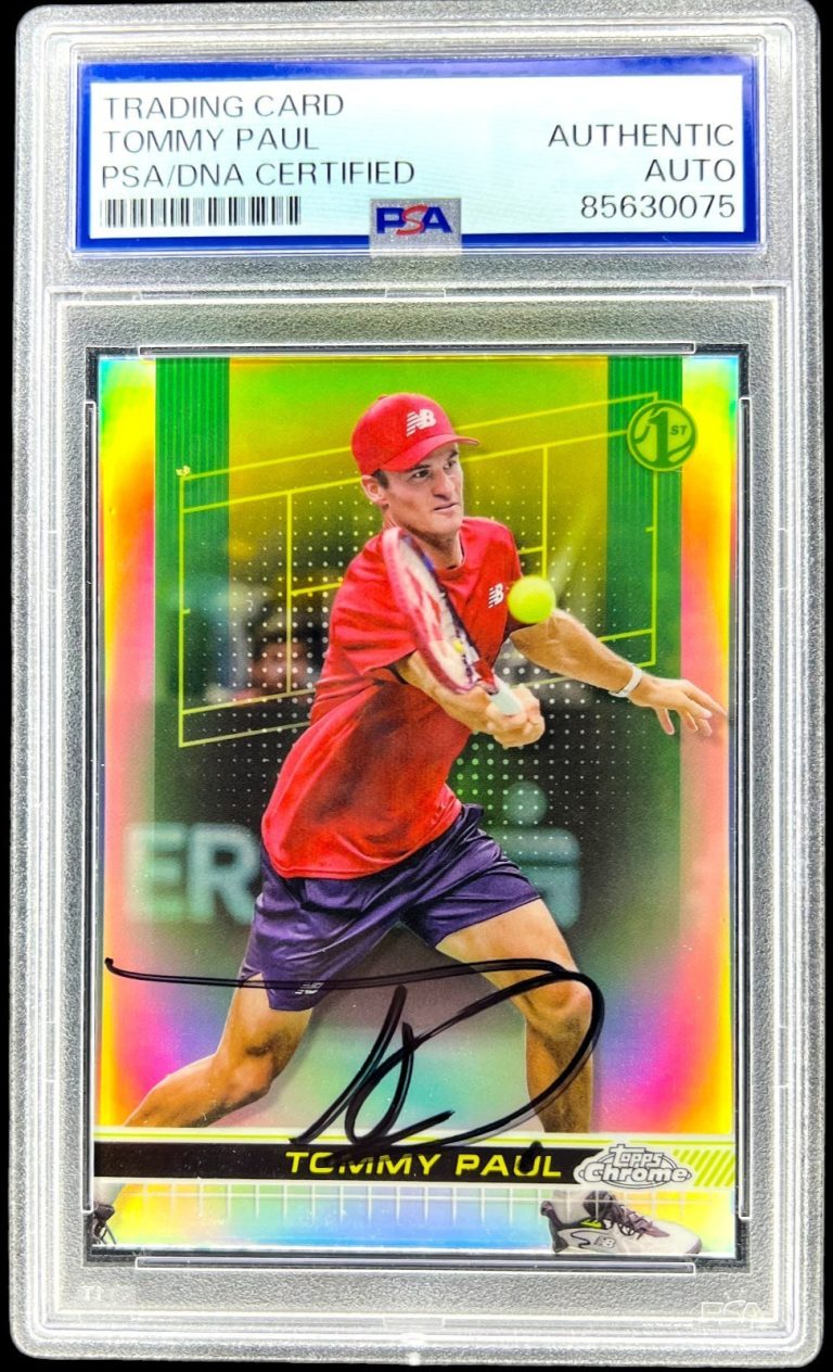 TOMMY PAUL SIGNED 2024 TOPPS CHROME #69 TENNIS REFRACTOR CARD AUTO PSA/DNA COLLECTIBLE MEMORABILIA
