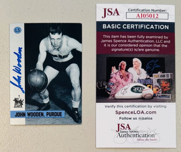 John Wooden Signed Autographed 1991 Little Sun Wooden Award Card #3 JSA Cert