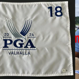 BROOKS KOEPKA SIGNED 2024 PGA CHAMPIONSHIP PIN FLAG w/EXACT PROOF & BECKETT COA