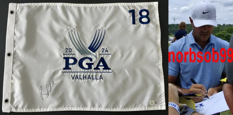 BROOKS KOEPKA SIGNED 2024 PGA CHAMPIONSHIP PIN FLAG w/EXACT PROOF & BECKETT COA