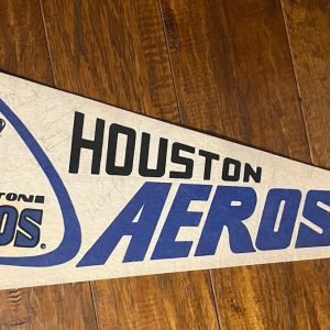 1970s Houston Aeros WHA NFL Team Signed Autographed 30" Pennant Gordie Howe + 17