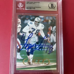 Leon Lett Cowboys 1998 Fleer Tradition Card Signed Auto Beckett BAS Slabbed