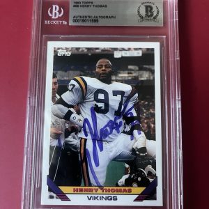 Henry Thomas Vikings 1993 Topps Card Signed Auto Beckett BAS Slabbed