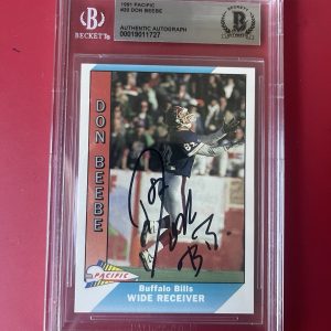 Don Beebe Bills 1991 Pacific Card Signed Auto Beckett BAS Slabbed