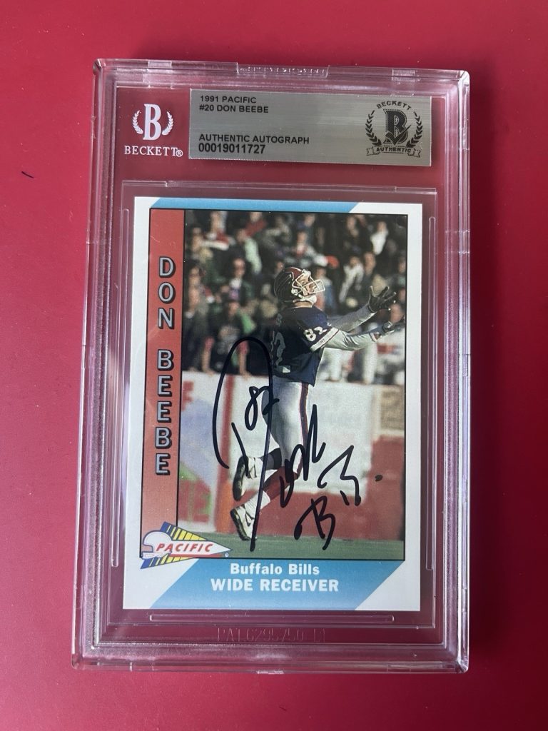 Don Beebe Bills 1991 Pacific Card Signed Auto Beckett BAS Slabbed