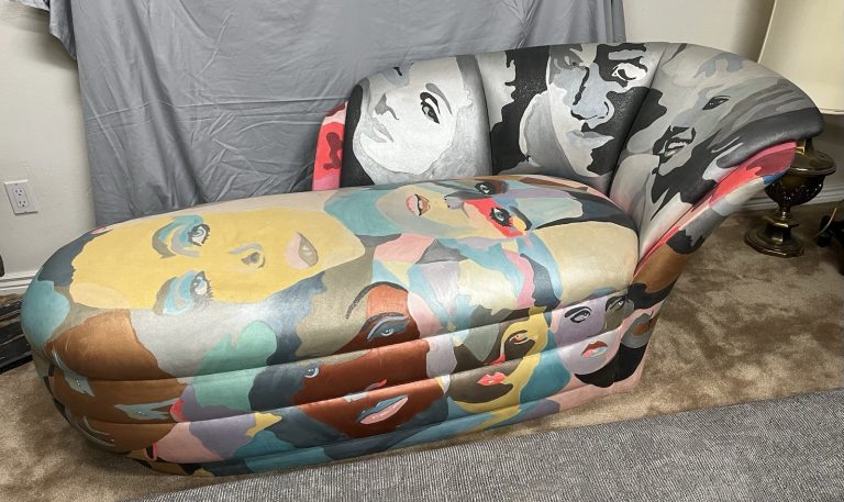 Robert Fischer Signed Original 1993 Pop Art Painted Chaise Lounger Couch Sofa