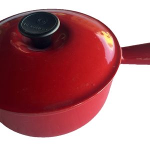 Vintage LE CREUSET Cast Iron SAUCE PAN POT # 18 FLAME ENAMEL w/ LID 2 pc