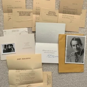 JOHN BERADINO LOT OF 7 ITEMS  LETTERS+PHOTOS+SIGNED+ENVELOPES   GENERAL HOSPITAL