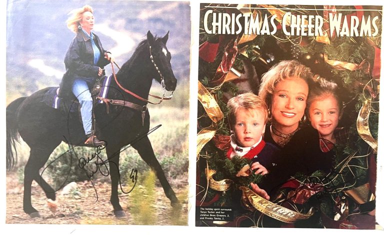 Tanya Tucker country singer REAL hand SIGNED pair / lot of 2 mag photos COA