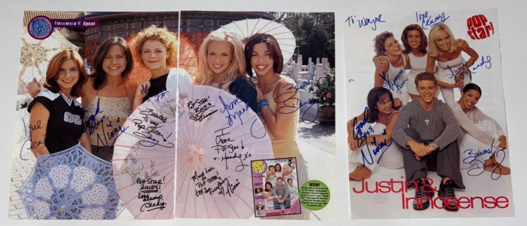Innosense REAL hand SIGNED Lot of 2 Pinup Photos COA Pop group Timberlake Spears
