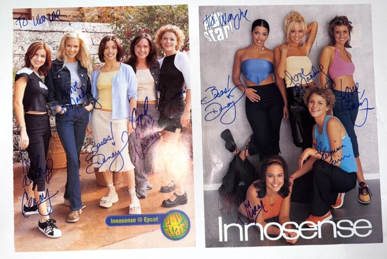 Innosense REAL hand SIGNED Lot of 2 Pinup Photos COA Pop group Timberlake Spears