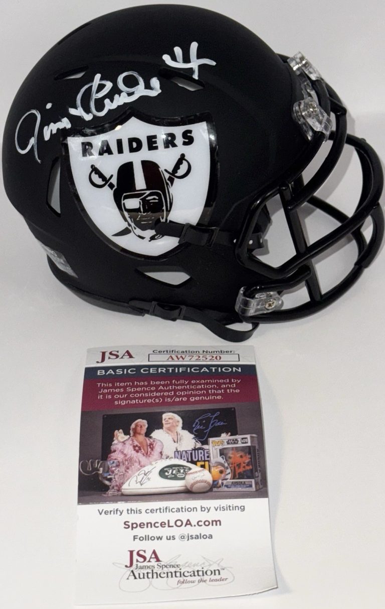 Jim Plunkett Signed Autographed Custom Los Angeles Raiders Mini Helmet JSA COA