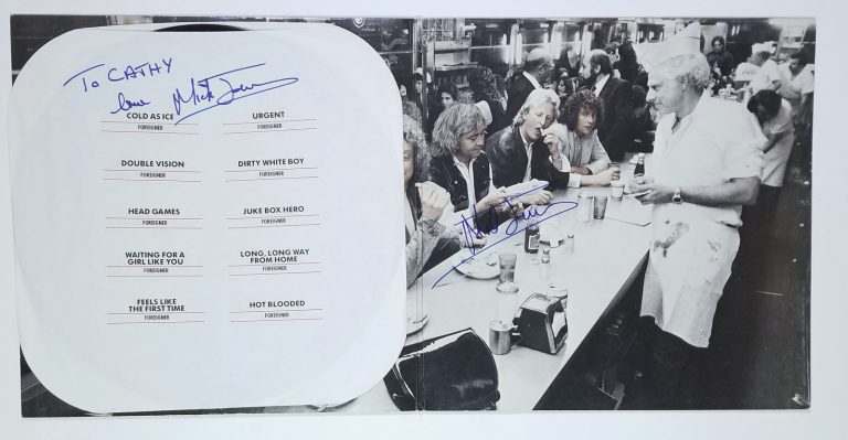 Mick Jones of Foreigner hand Twice SIGNED Records Vinyl Album LP COA Autographed