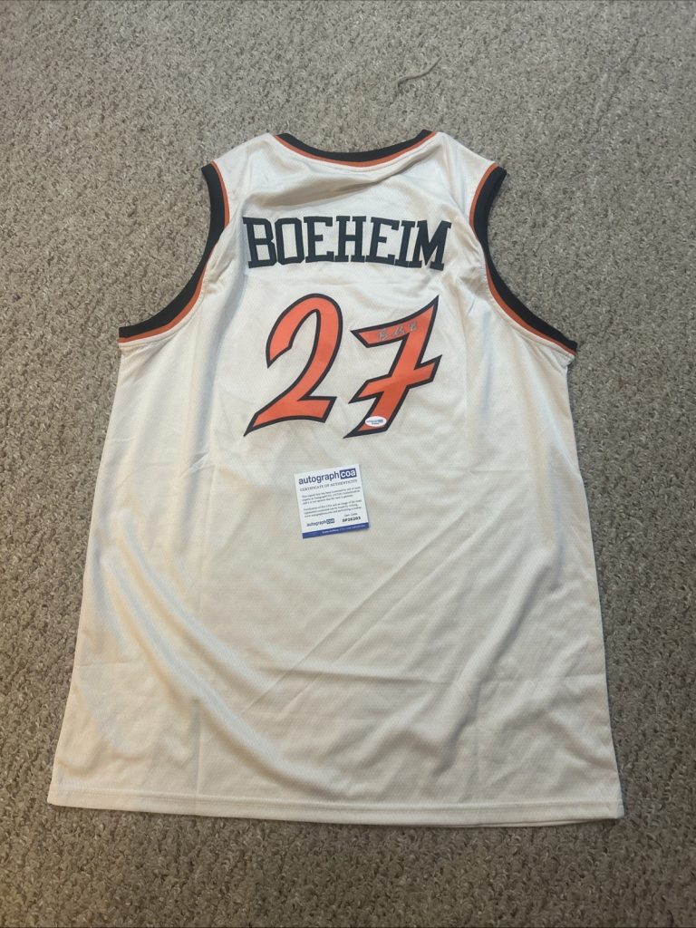 DETROIT PISTONS- BUDDY BOEHEIM SIGNED AUTOGRAPH JERSEY ACOA SYRACUSE BASKETBALL