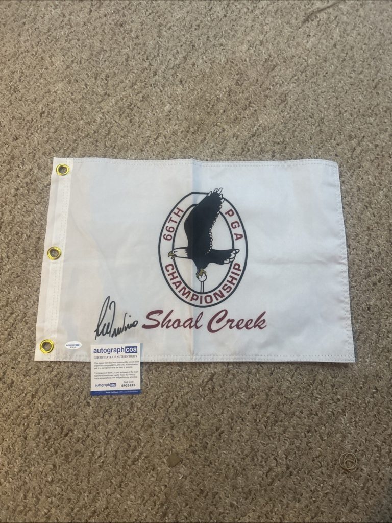 LEE TREVINO SIGNED AUTOGRAPH 1984 PGA CHAMPIONSHIP GOLF FLAG ACOA SHOAL CREEK
