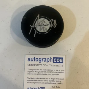 WASHINGTON CAPITALS- ANDREW CRISTALL SIGNED AUTOGRAPH HOCKEY PUCK NHL ACOA