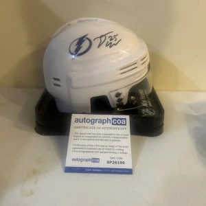 TAMPA BAY LIGHTNING- DYLAN DUKE SIGNED AUTOGRAPH NHL MINI HELMET ACOA HOCKEY
