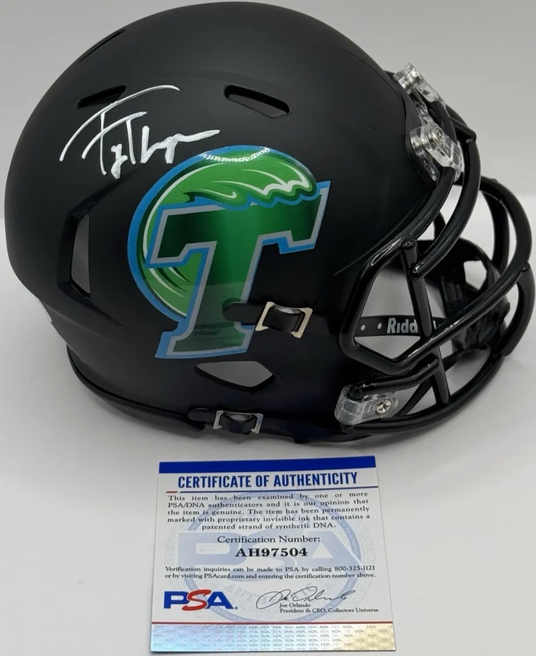 TY THOMPSON SIGNED AUTOGRAPHED TULANE GREEN WAVE MINI HELMET PSA/DNA COLLECTIBLE MEMORABILIA