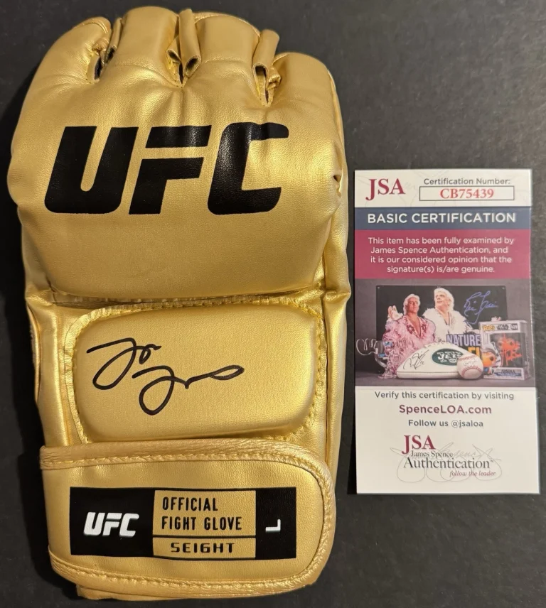Jon Bones Jones Signed Autographed UFC Gold Fight Glove JSA COA Legend Champ