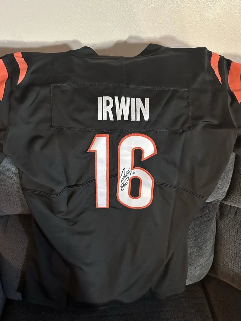 Trenton Irwin SIGNED Cincinnati Bengals Worn Jersey Stitched Kids Size XL Used